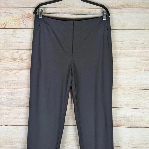 St. John Caviar Women’s Size 10 Straight Wide Leg Woolen Pants High Rise Black - Picture 2 of 12